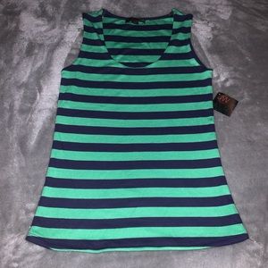 JW Style Green Navy Striped Tank Top Size XS New